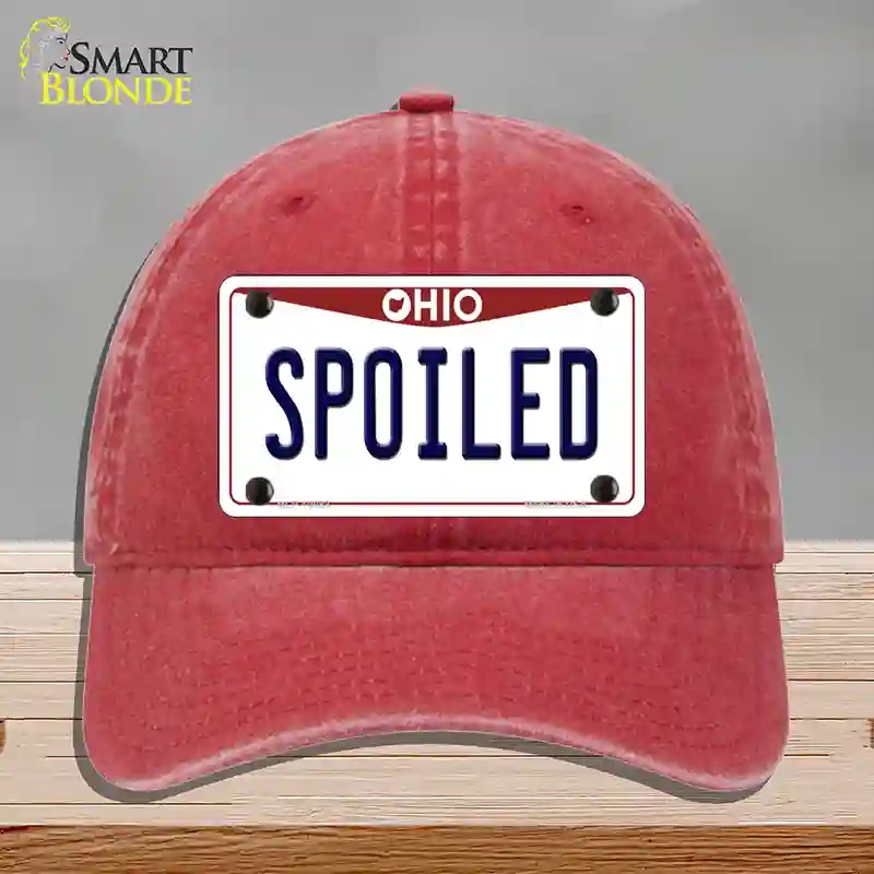 HAT13-MLP-10083 Spoiled Ohio Novelty License Plate Hat, Unconstructed Cotton - Red