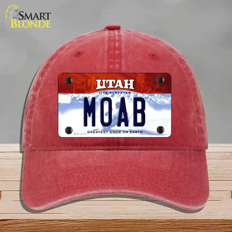 HAT13-MLP-10191 Moab Utah Novelty License Plate Hat, Unconstructed Cotton - Red