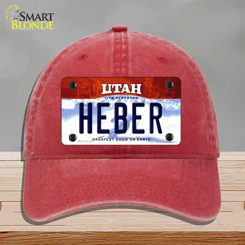 HAT13-MLP-10194 Heber Utah Novelty License Plate Hat, Unconstructed Cotton - Red