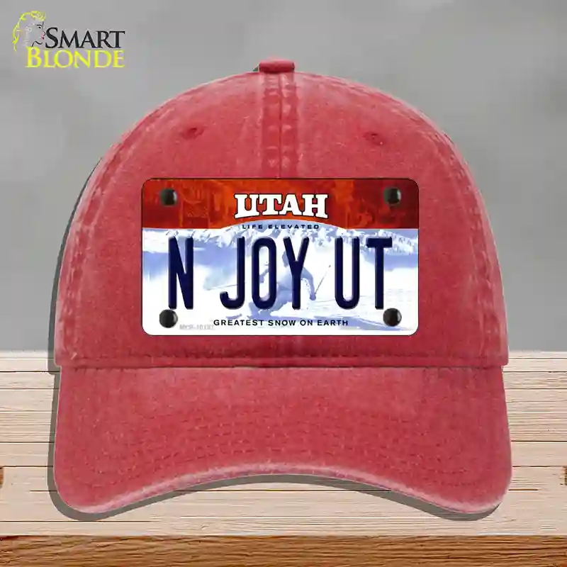 HAT13-MLP-10197 N Joy UT Utah Novelty License Plate Hat, Unconstructed Cotton - Red