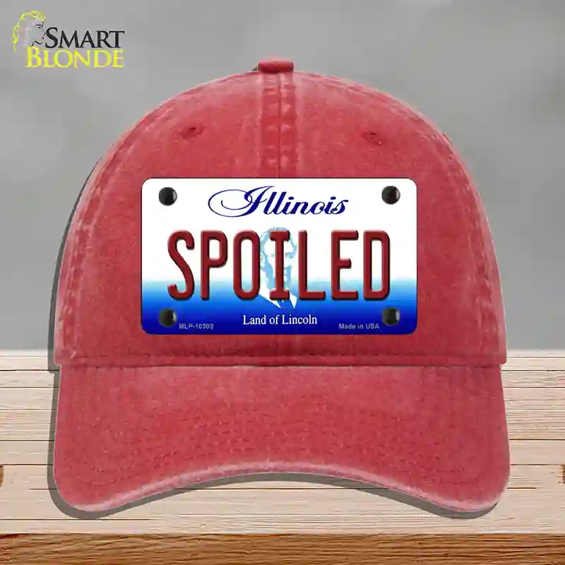 HAT13-MLP-10303 Spoiled Illinois Novelty License Plate Hat, Unconstructed Cotton - Red
