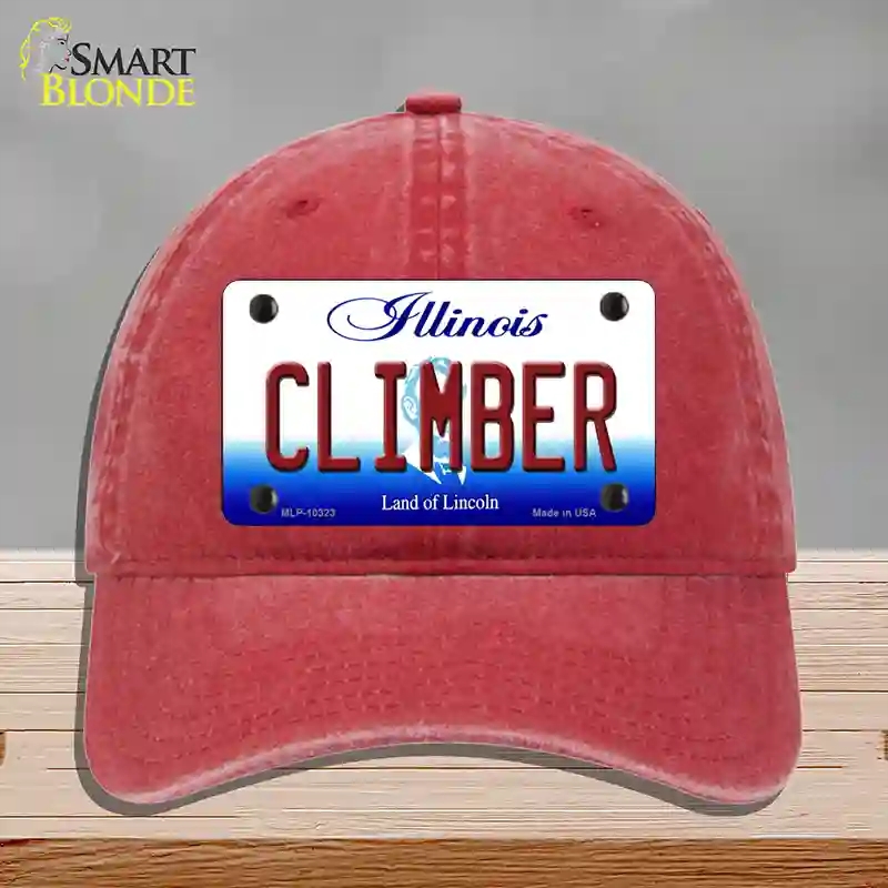 HAT13-MLP-10323 Climber Illinois Novelty License Plate Hat, Unconstructed Cotton - Red
