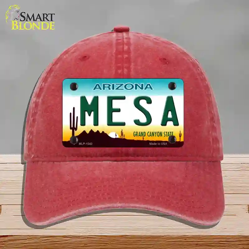 HAT13-MLP-1042 Mesa Arizona Novelty License Plate Hat, Unconstructed Cotton - Red