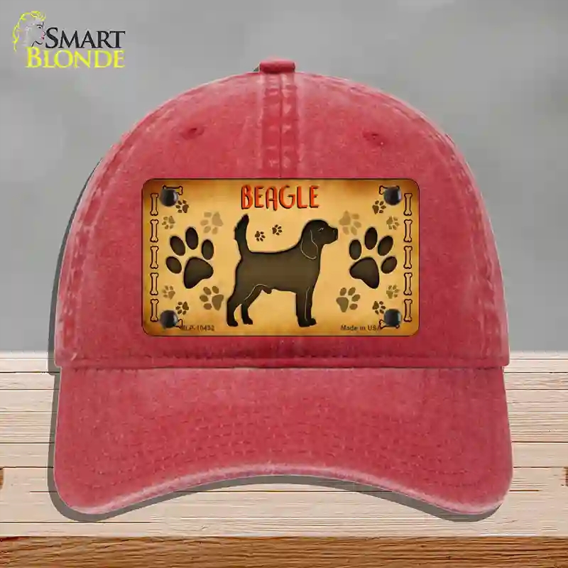 HAT13-MLP-10432 Beagle Novelty License Plate Hat, Unconstructed Cotton - Red