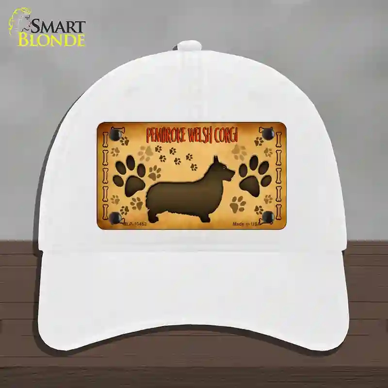 HAT14-MLP-10452 Pembroke Welsh Corgi Novelty License Plate Hat, Unconstructed Cotton - White