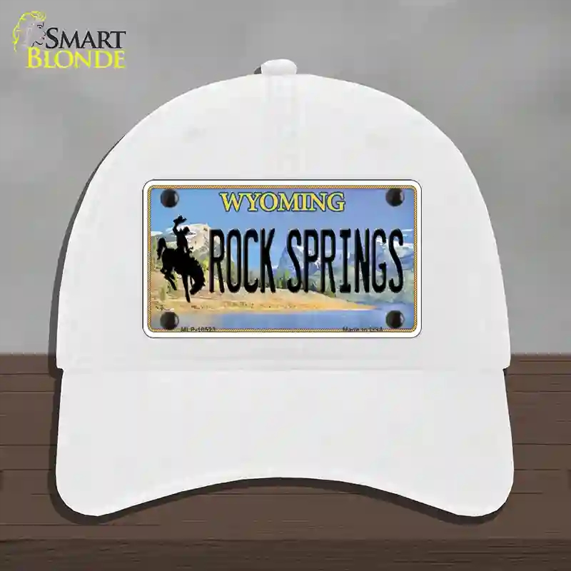 HAT14-MLP-10523 Rock Springs Wyoming Novelty License Plate Hat, Unconstructed Cotton - White