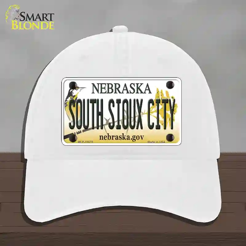 HAT14-MLP-10575 South Sioux City Nebraska Novelty License Plate Hat, Unconstructed Cotton - White