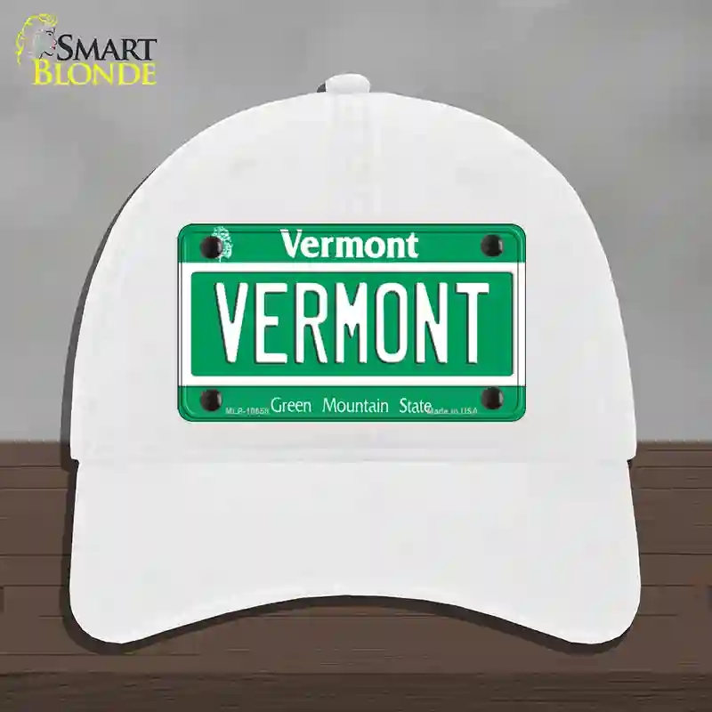 HAT14-MLP-10658 Vermont Green Mountain State Novelty License Plate Hat, Unconstructed Cotton - White