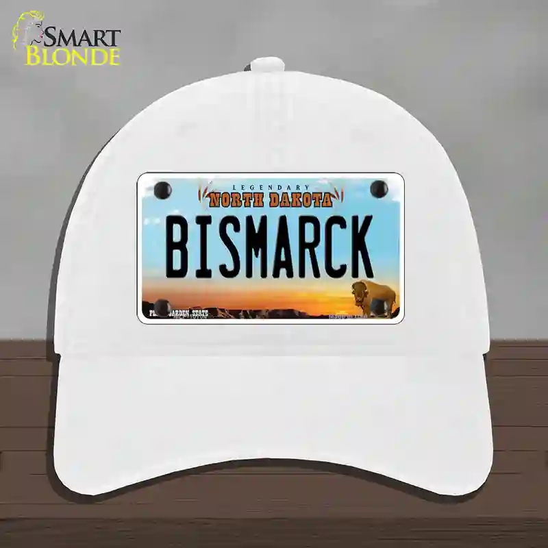 HAT14-MLP-10704 Bismarck North Dakota Novelty License Plate Hat, Unconstructed Cotton - White
