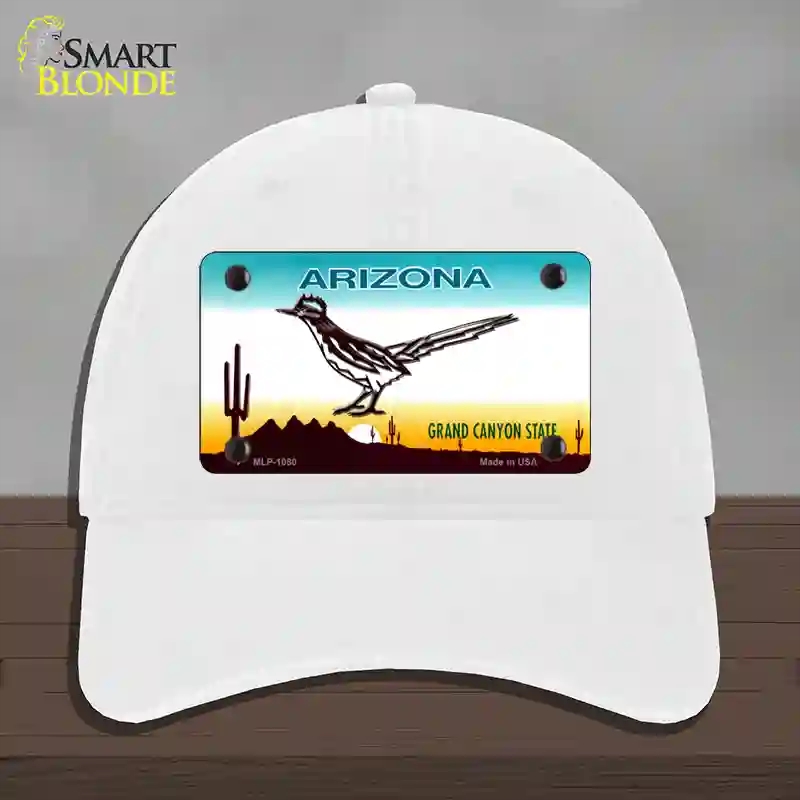 HAT14-MLP-1080 Roadrunner Arizona Novelty License Plate Hat, Unconstructed Cotton - White