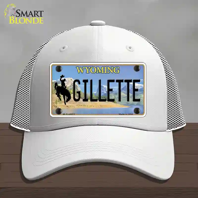 HAT19-MLP-10522 Gillette Wyoming Novelty License Plate Hat, Mesh - White