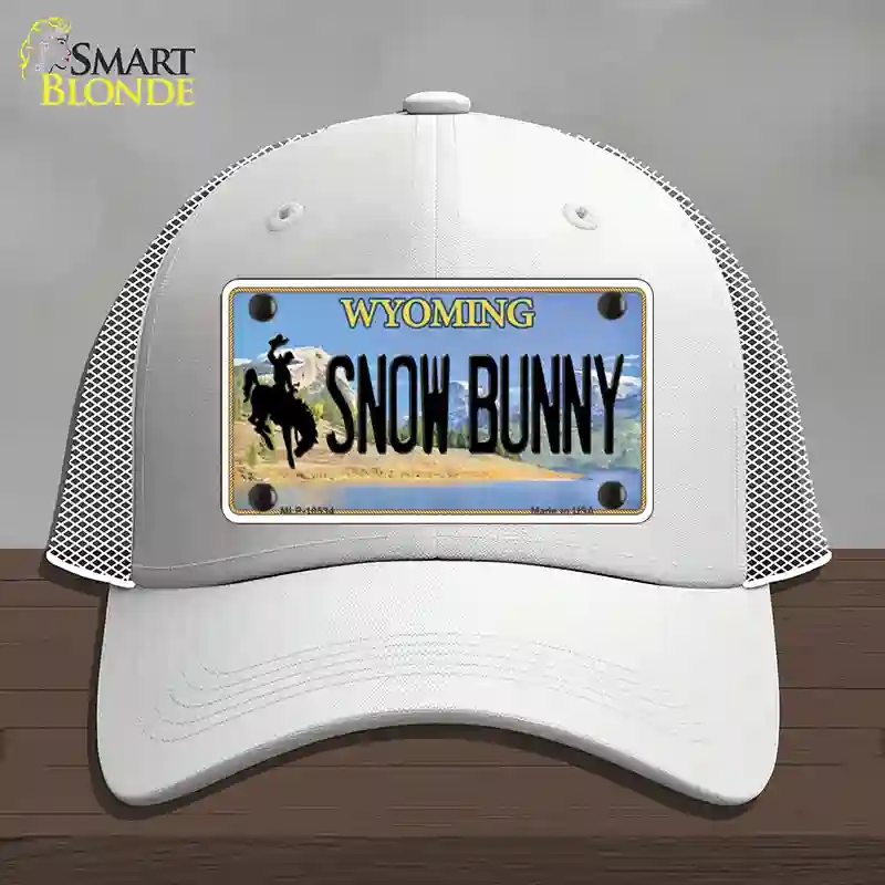 HAT19-MLP-10534 Snow Bunny Wyoming Novelty License Plate Hat, Mesh - White