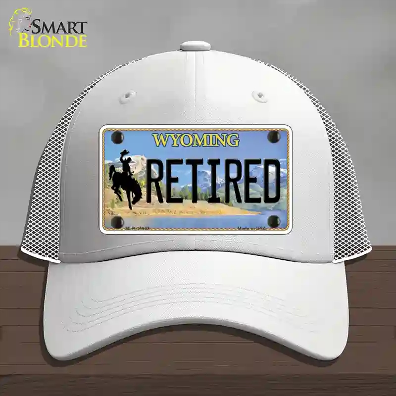 HAT19-MLP-10543 Retired Wyoming Novelty License Plate Hat, Mesh - White
