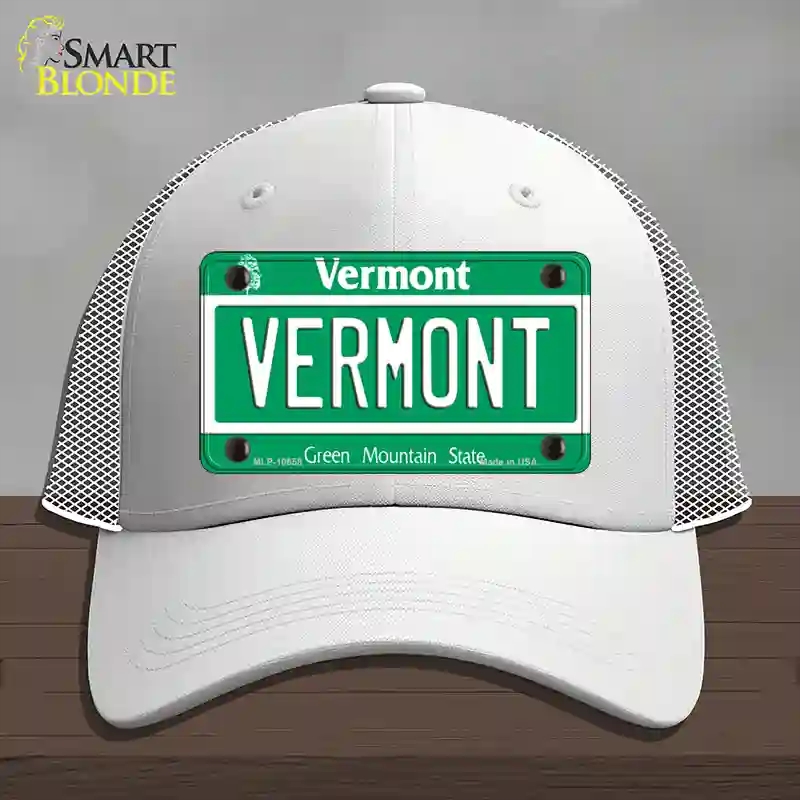HAT19-MLP-10658 Vermont Green Mountain State Novelty License Plate Hat, Mesh - White