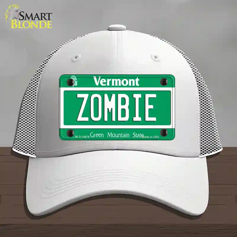 HAT19-MLP-10679 Zombie Vermont Novelty License Plate Hat, Mesh - White