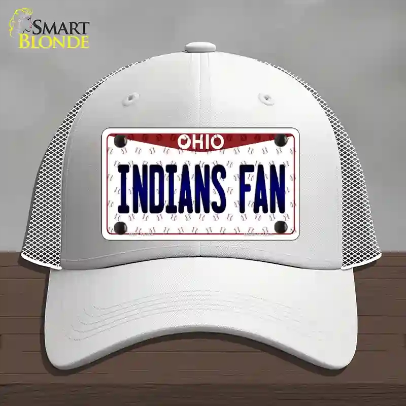 HAT19-MLP-10788 Indians Fan Ohio Novelty License Plate Hat, Mesh - White