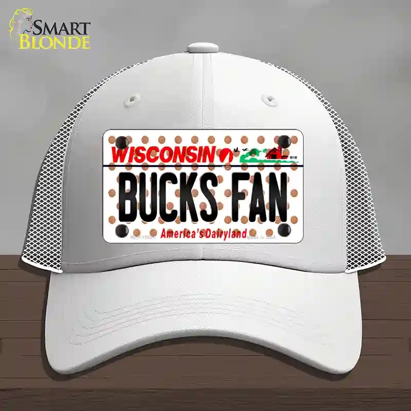 HAT19-MLP-10863 Bucks Fan Wisconsin Novelty License Plate Hat, Mesh - White