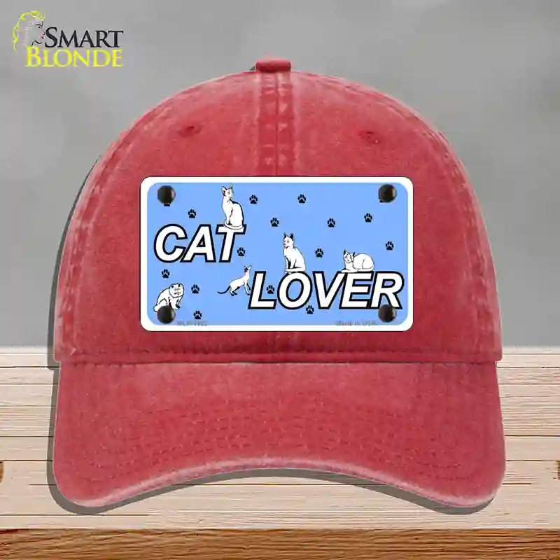 HAT13-MLP-1162 Cat Lover Novelty License Plate Hat, Unconstructed Cotton - Red