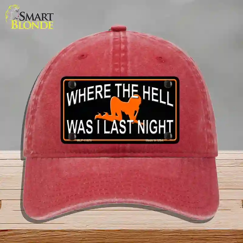 HAT13-MLP-11670 Where the Hell Novelty License Plate Hat, Unconstructed Cotton - Red