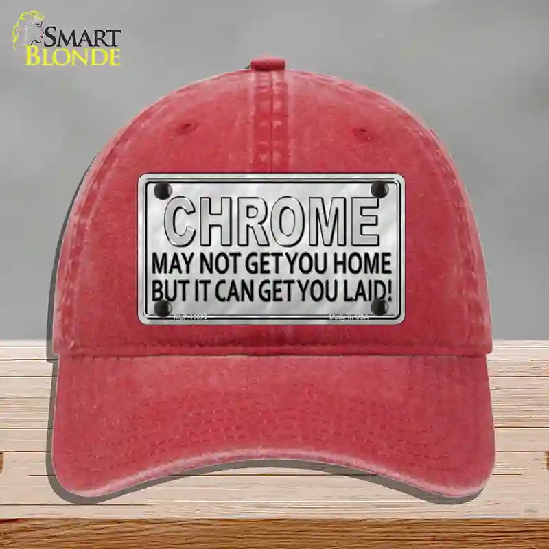 HAT13-MLP-11675 Chrome May Not Get You Home Novelty License Plate Hat, Unconstructed Cotton - Red