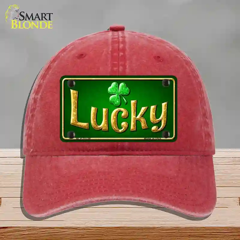 HAT13-MLP-11739 Lucky Irish Novelty License Plate Hat, Unconstructed Cotton - Red