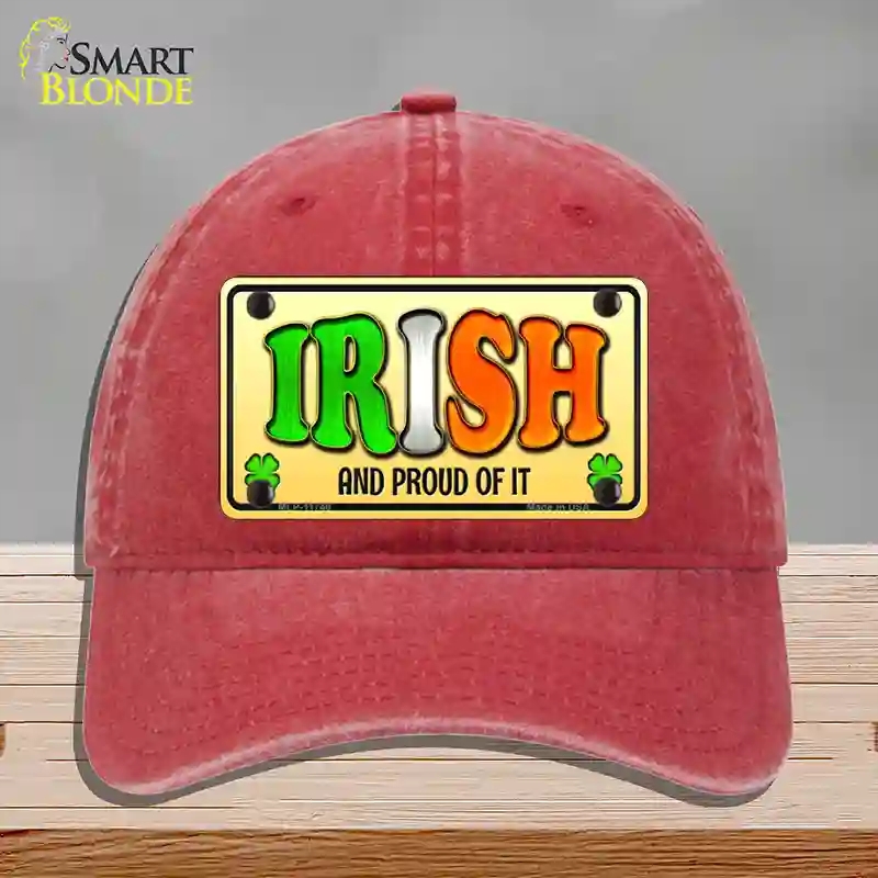 HAT13-MLP-11740 Irish & Proud Novelty License Plate Hat, Unconstructed Cotton - Red