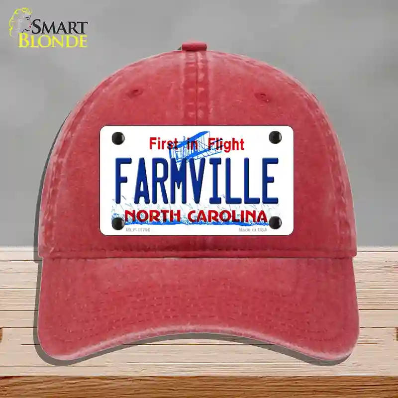 HAT13MLP11746 Farmville North Carolina State Novelty License Plate Hat44 Unconstructed Cotton  Red