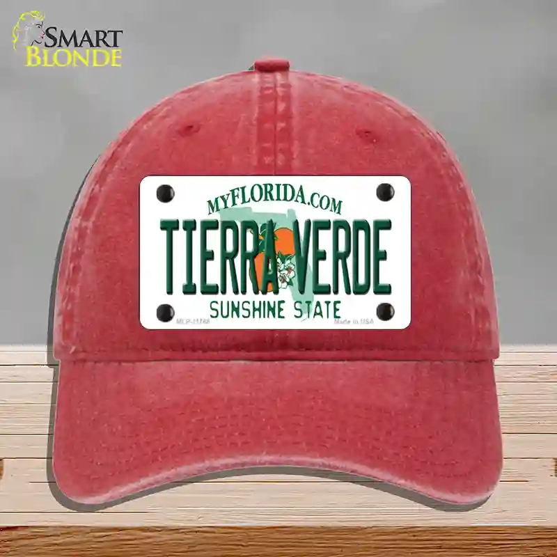 HAT13-MLP-11768 Tierra Verde Florida Novelty License Plate Hat, Unconstructed Cotton - Red