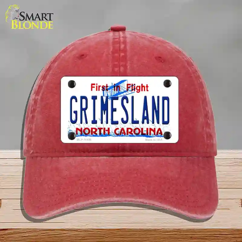 HAT13-MLP-11839 Grimesland North Carolina Novelty License Plate Hat, Unconstructed Cotton - Red