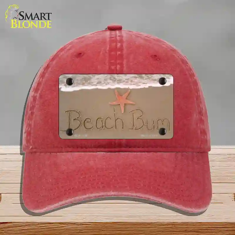 HAT13-MLP-1185 Beach Bum Novelty License Plate Hat, Unconstructed Cotton - Red
