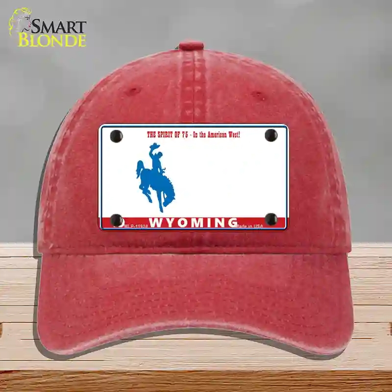 HAT13-MLP-11924 Wyoming Novelty License Plate Hat, Unconstructed Cotton - Red