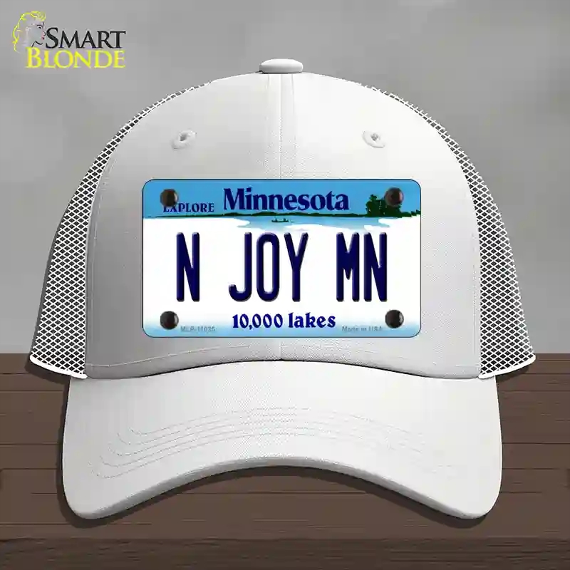 HAT19-MLP-11035 N Joy MN Minnesota Novelty License Plate Hat, Mesh - White