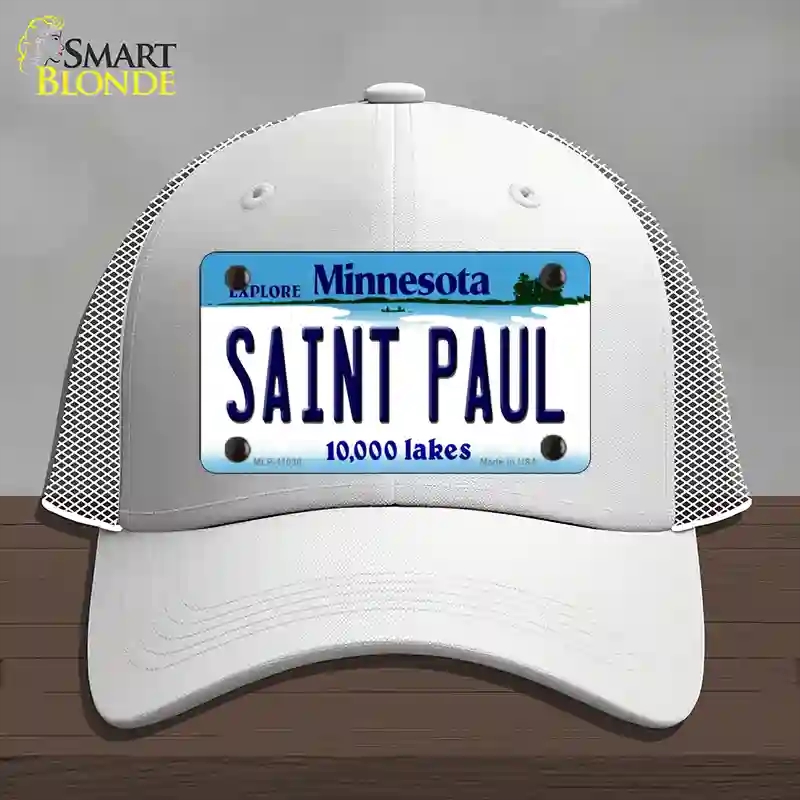 HAT19-MLP-11038 Saint Paul Minnesota State Novelty License Plate Hat, Mesh - White
