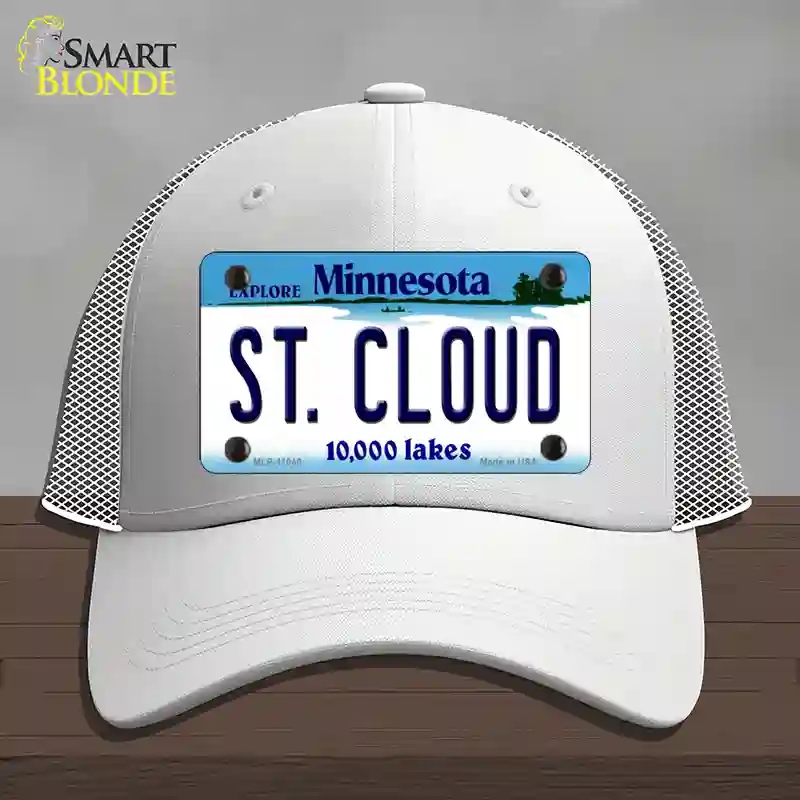 HAT19-MLP-11040 St Cloud Minnesota State Novelty License Plate Hat, Mesh - White