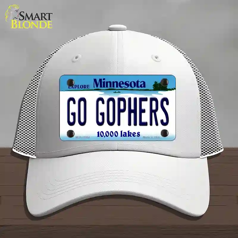 HAT19-MLP-11054 Go Gophers Minnesota State Novelty License Plate Hat, Mesh - White