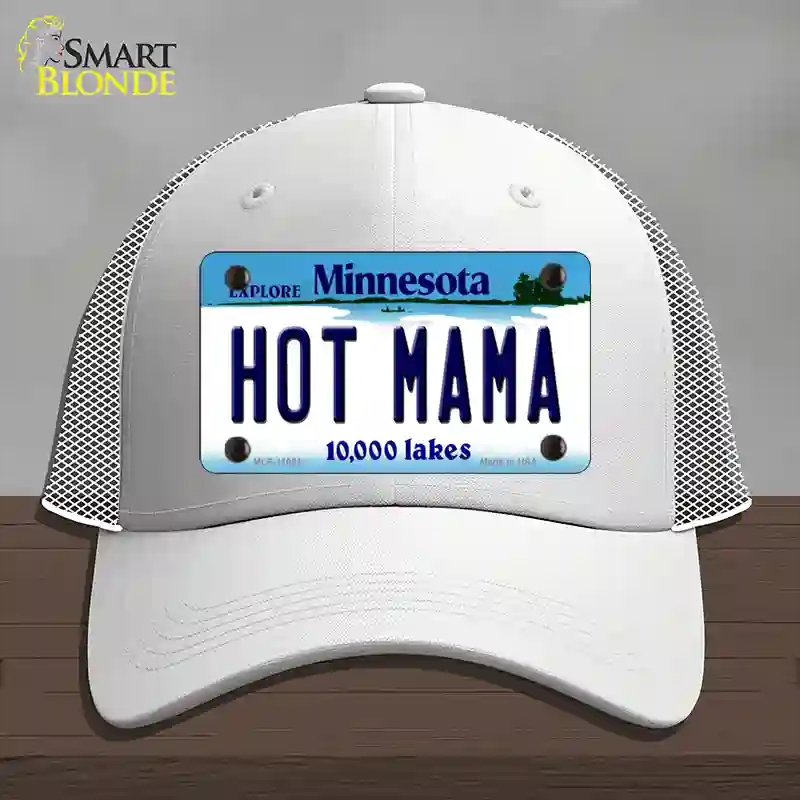 HAT19-MLP-11061 Hot Mama Minnesota State Novelty License Plate Hat, Mesh - White