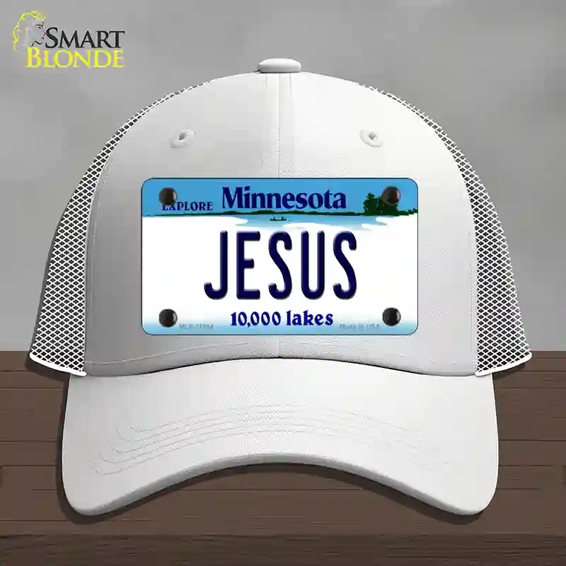 HAT19-MLP-11064 Jesus Minnesota State Novelty License Plate Hat, Mesh - White