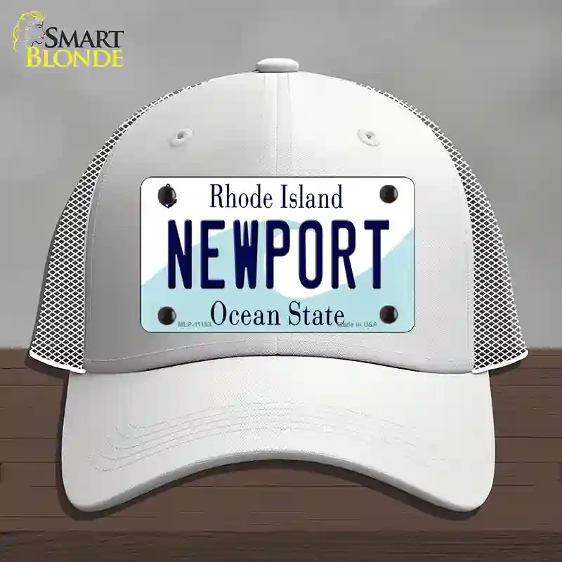 HAT19-MLP-11183   Port Rhode Island State Novelty License Plate Hat, Mesh - White