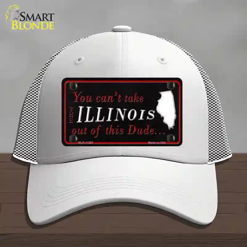 HAT19-MLP-11267 Illinois Dude Novelty License Plate Hat, Mesh - White