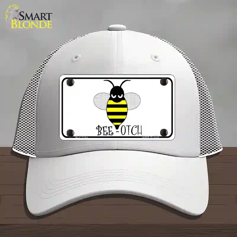 HAT19-MLP-1143 Bee-otch Novelty License Plate Hat, Mesh - White