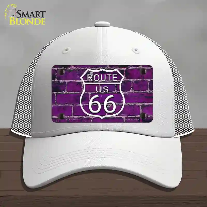 HAT19-MLP-11460 Route 66 Purple Brick Wall Novelty License Plate Hat, Mesh - White