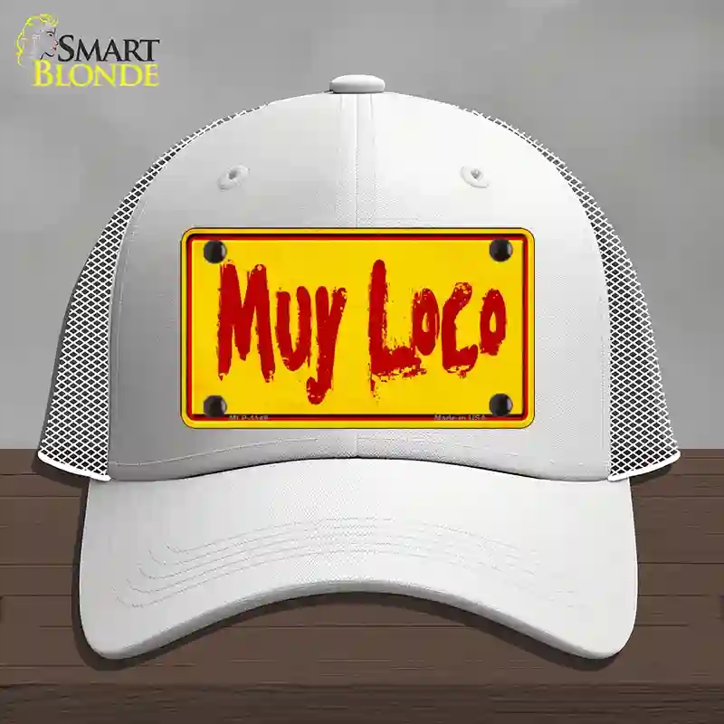 HAT19-MLP-1149 Muy Loco Novelty License Plate Hat, Mesh - White