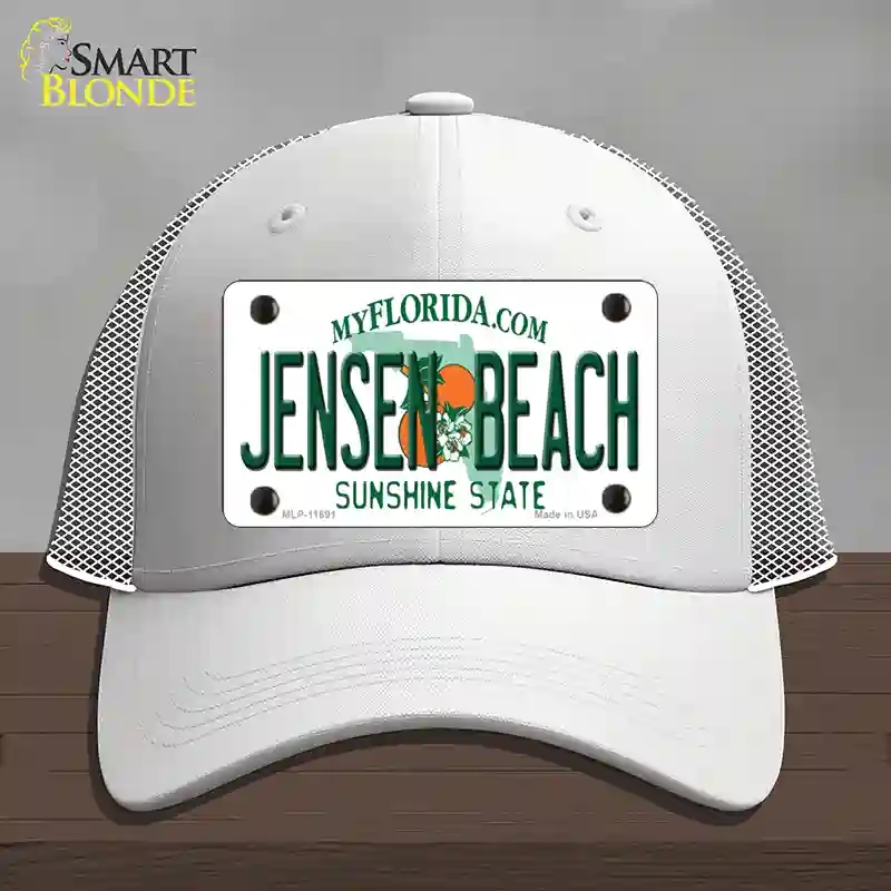 HAT19-MLP-11691 Jensen Beach Florida Novelty License Plate Hat, Mesh - White