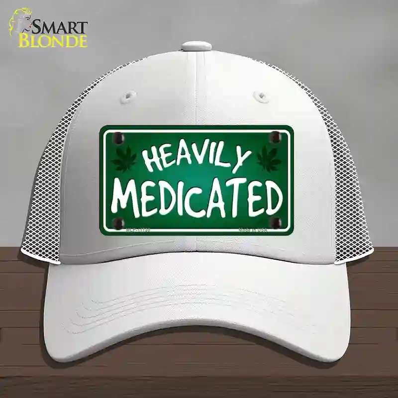 HAT19-MLP-11730 Heavily Medicated Novelty License Plate Hat, Mesh - White
