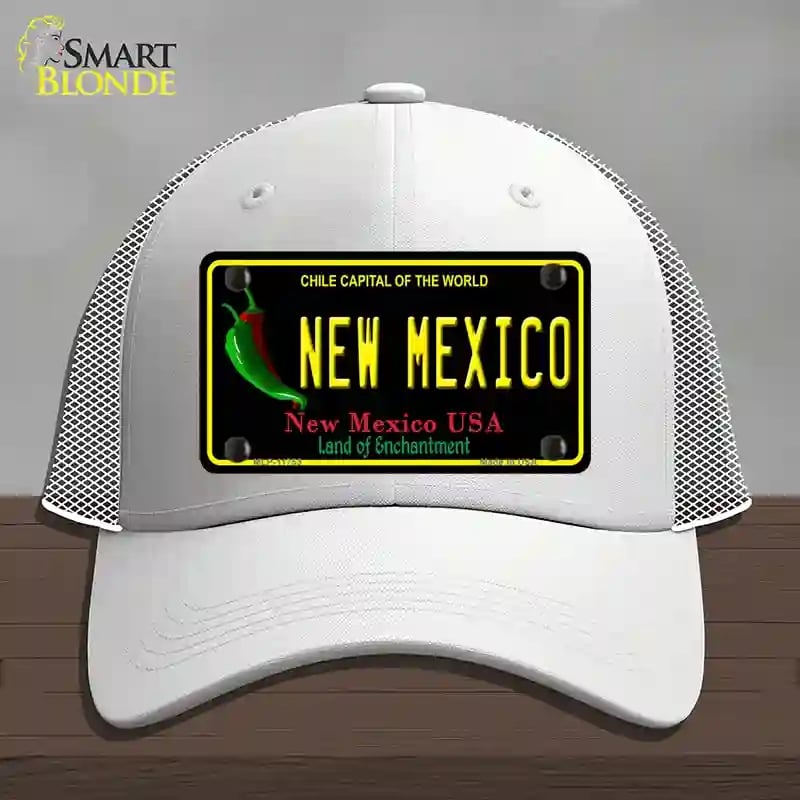 HAT19-MLP-11753   Mexico Black State Novelty License Plate Hat, Mesh - White
