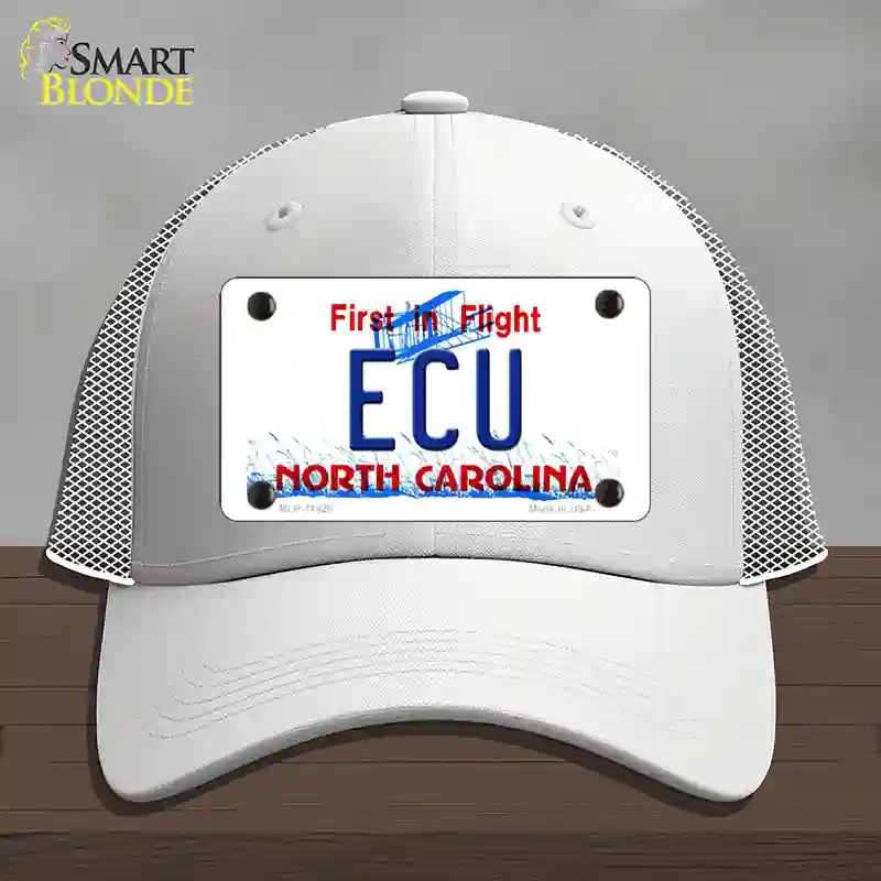 HAT19-MLP-11828 ECU North Carolina Novelty License Plate Hat, Mesh - White