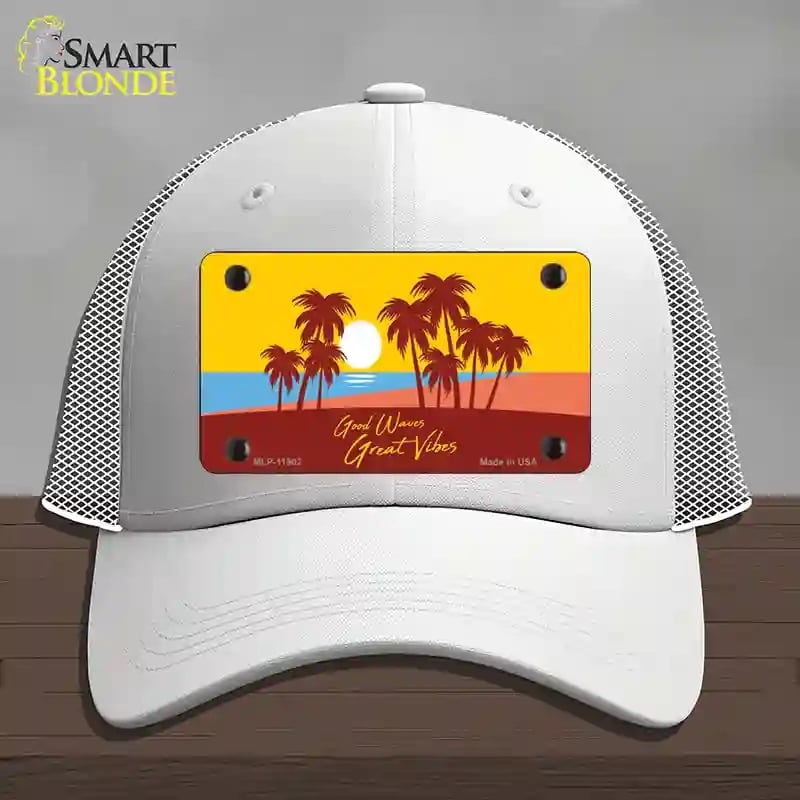 HAT19-MLP-11902 Good Waves Great Novelty License Plate Hat, Mesh - White