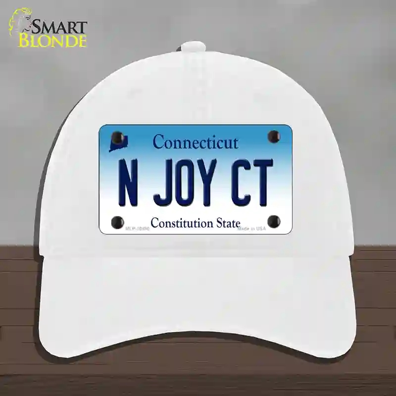 HAT14-MLP-10890 N Joy CT Connecticut Novelty License Plate Hat, Unconstructed Cotton - White