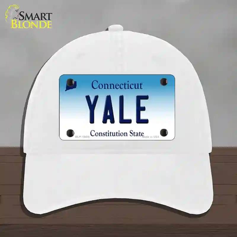HAT14-MLP-10899 Yale Connecticut Novelty License Plate Hat, Unconstructed Cotton - White