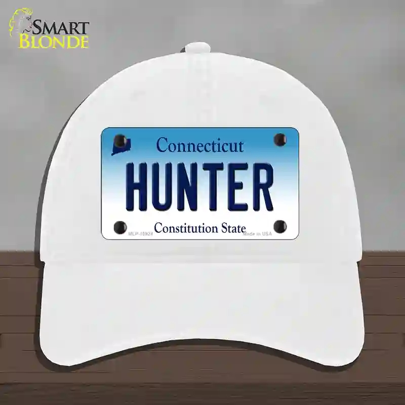 HAT14-MLP-10924 Hunter Connecticut Novelty License Plate Hat, Unconstructed Cotton - White